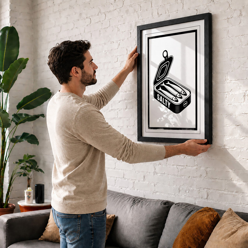Open Salt Tin Graphic - Framed Print, A1 - 84.1 x 59.4 cm, White