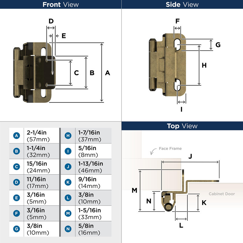 3/8" Wrap Hinge, Burnished Brass
