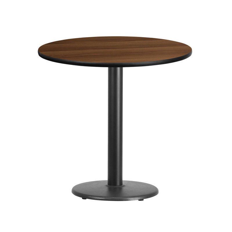 Plateau de table rond en stratifié de 24 po avec base de bar ronde de 18 po Jamey, H 31,12 po x l 30 po x L 30 po, Noyer