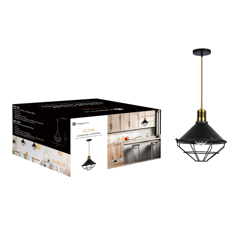 Luminaire suspendu géométrique à 1 lumière Elton