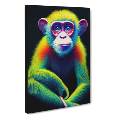 Neon Monkey No.3 - Wall Art