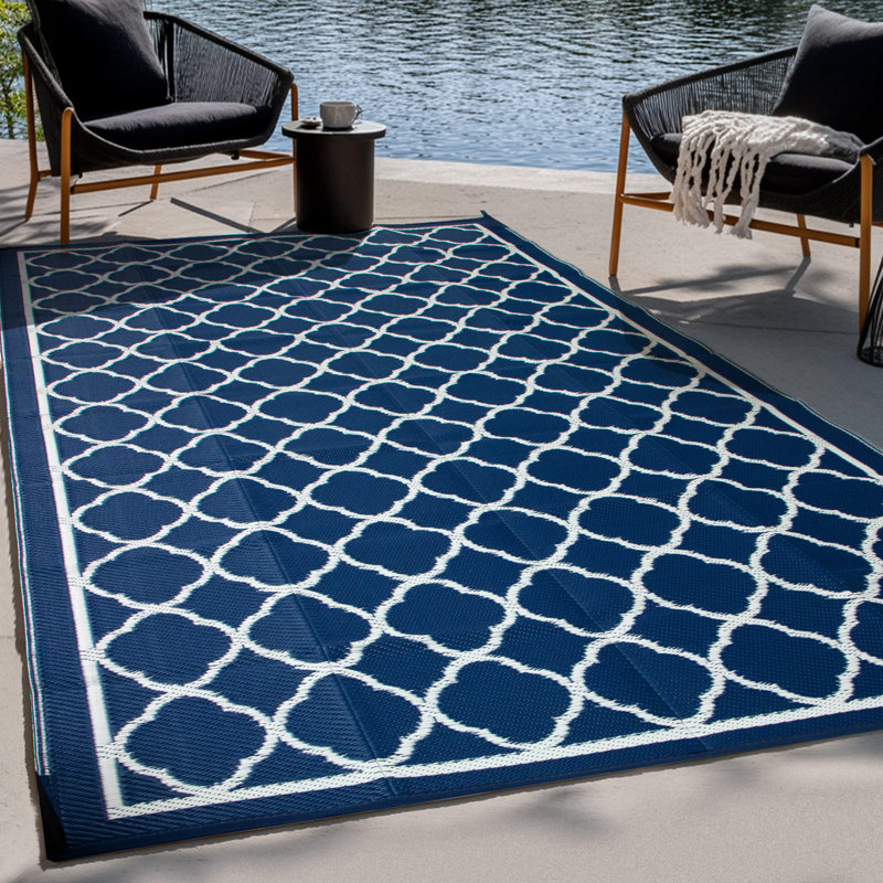 Performance Navy Outdoor/Indoor Area Rug, Rectangle 5' x 8'