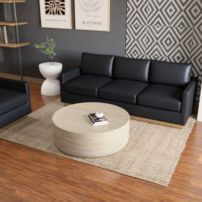 Sandy 32" Wide Modern Round Coffee Table — Indoor/Outdoor Center Table for Living Room, Patio, Balcony, Garden, or Sunroom