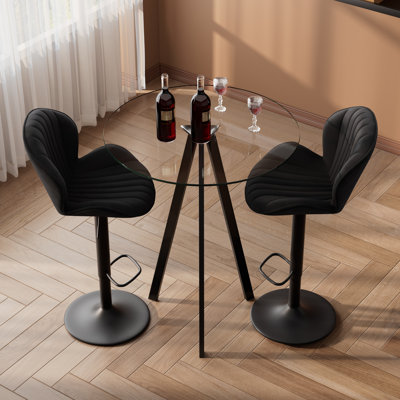 Table de pub ronde et 2 à 4 tabourets de bar réglables à 360 °