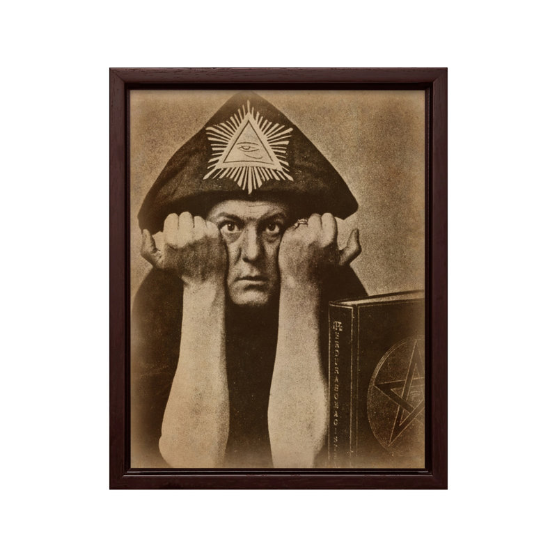 Occultiste Aleister Crowley, Canevas, Encadrement brun, H 11 po x l 14 po