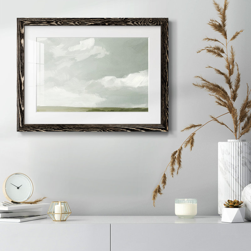 Gris gris ciel II - reproduction encadrée rustique avec tableau mat, H 22 po x l 32 po, Noir