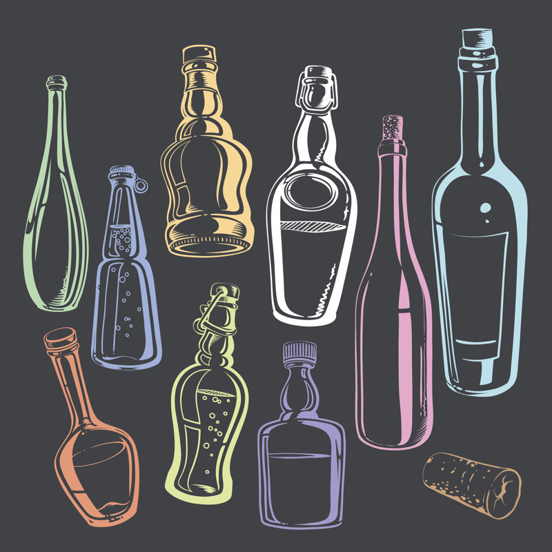 Camia Contours Of Bottles On Canvas, impression, H 12 po x l 12 po