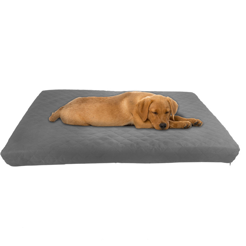 Panier pour chien PETMAKER résistant à l'eau - Panier pour animaux de compagnie en mousse à mémoire de forme à 2 couches avec housse amovible et lavable et fond antidérapant - Grand panier de 91 cm pour chiens jusqu'à 34 kg (gris)