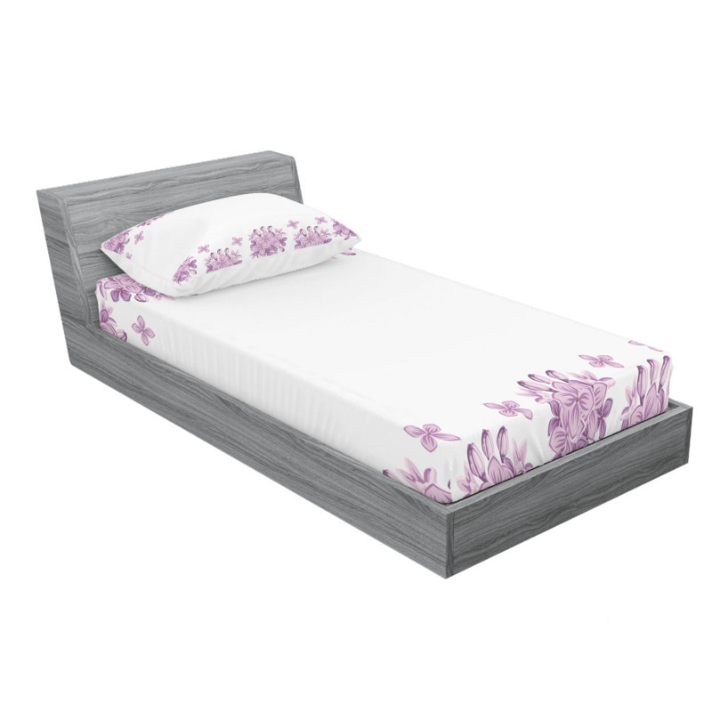 Microfiber Floral Sheet Set, Twin Sheet Set with Fitted Sheet