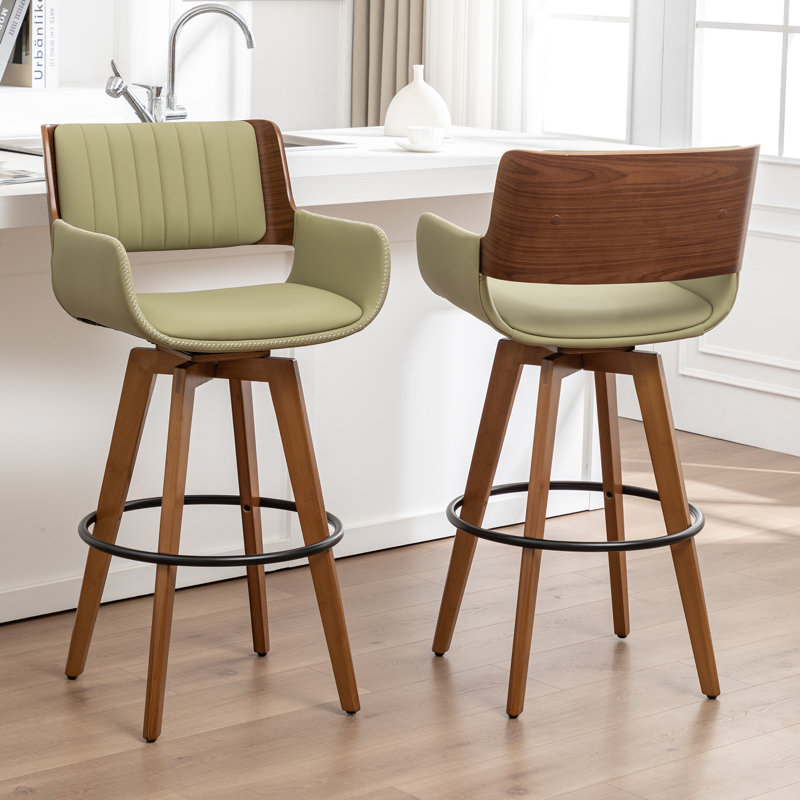 Tabourets pivotants rembourrés en similicuir Modern, Vert, Tabouret de comptoir (siège d'une hauteur de 26,5