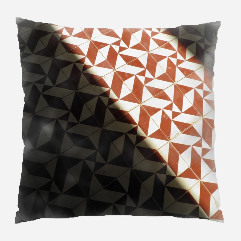 Floor Geometric Microsuede Reversible Throw Pillow