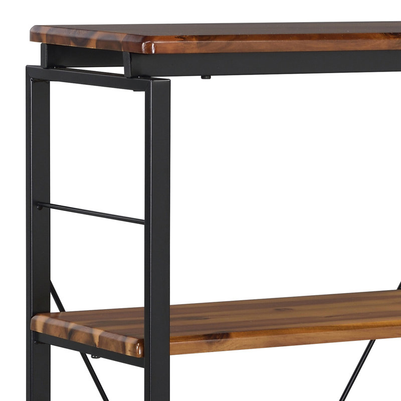 Bibliothèque chêne et noire à 4 tablettes, Chêne / noir, H 54,5 po x l 24,5 po x P 11,5 po