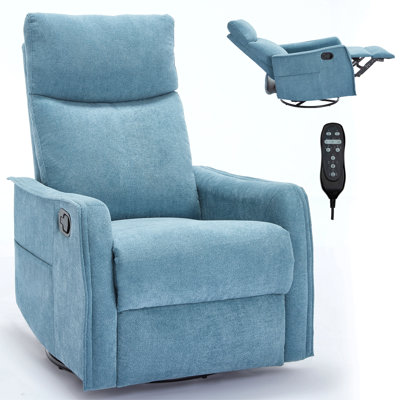 Fauteuil inclinable manuel à massage thermique avec chaise berçante et pivotante en tissu pour le salon