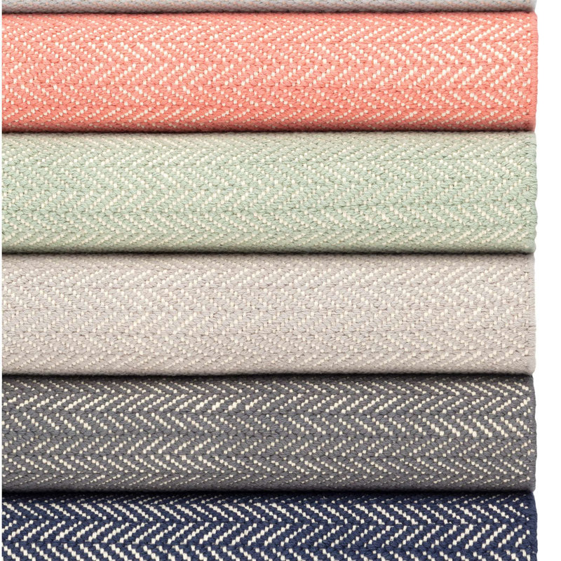 Herringbone Dove Grey Handwoven Cotton Rug, Rectangle 8'6" x 11'6"