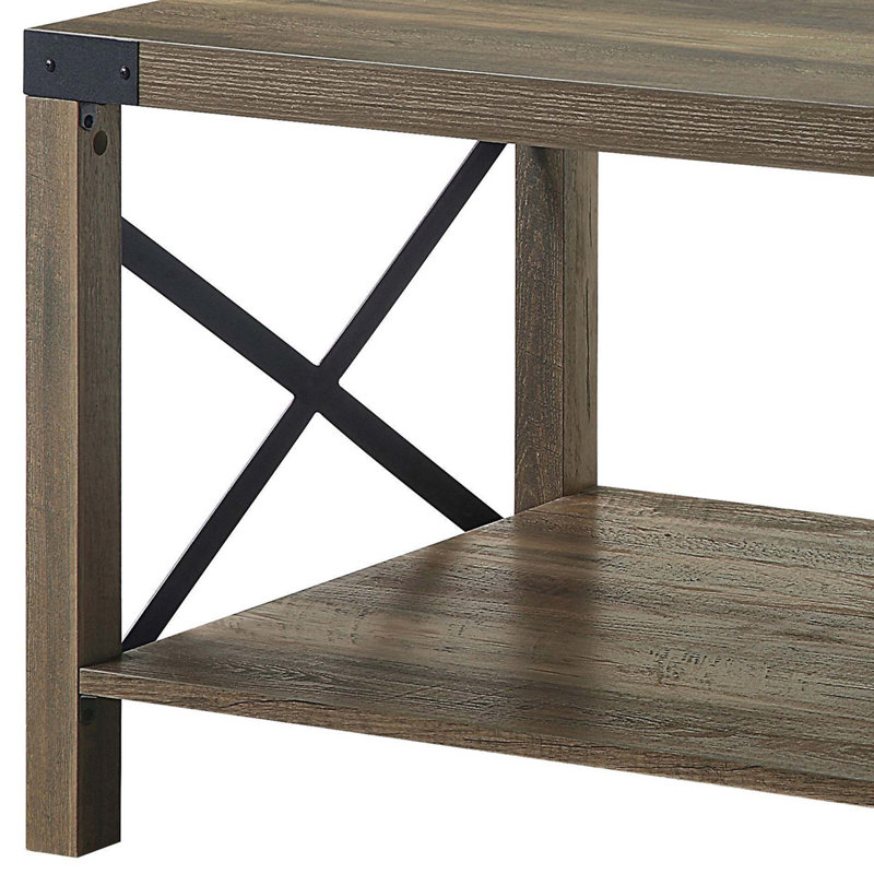 Table basse rustique en chêne avec tablette inférieure