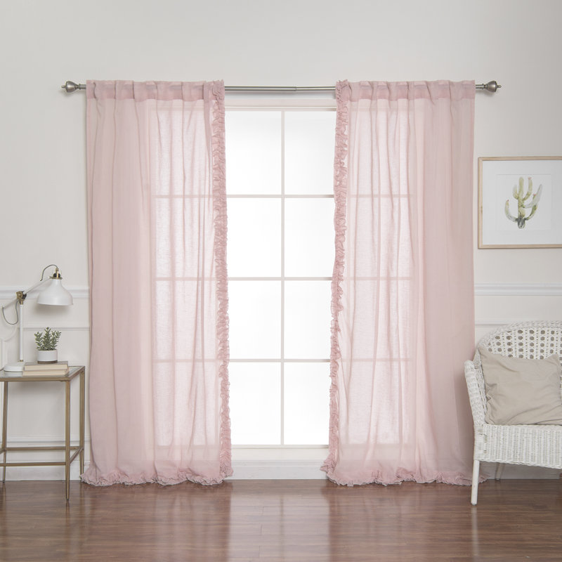 Raphaelle Semi Sheer Curtain Pair, Pink