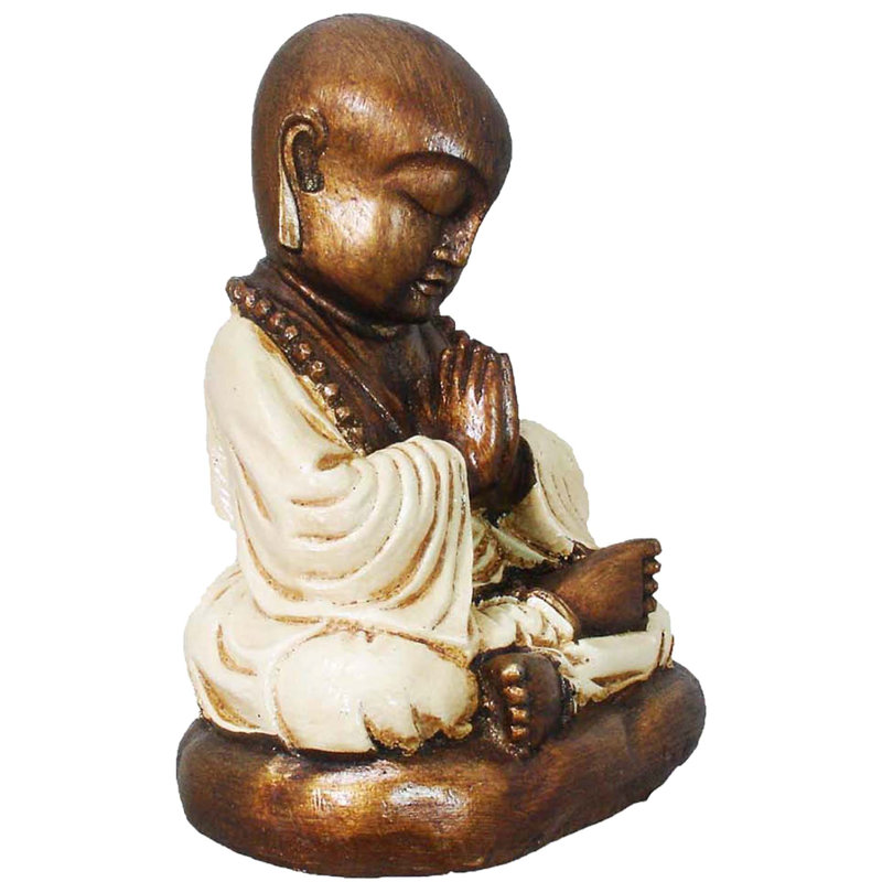 Figurine priant monk Lataif, Blanc, H 7 po x l 5 po x P 4 po