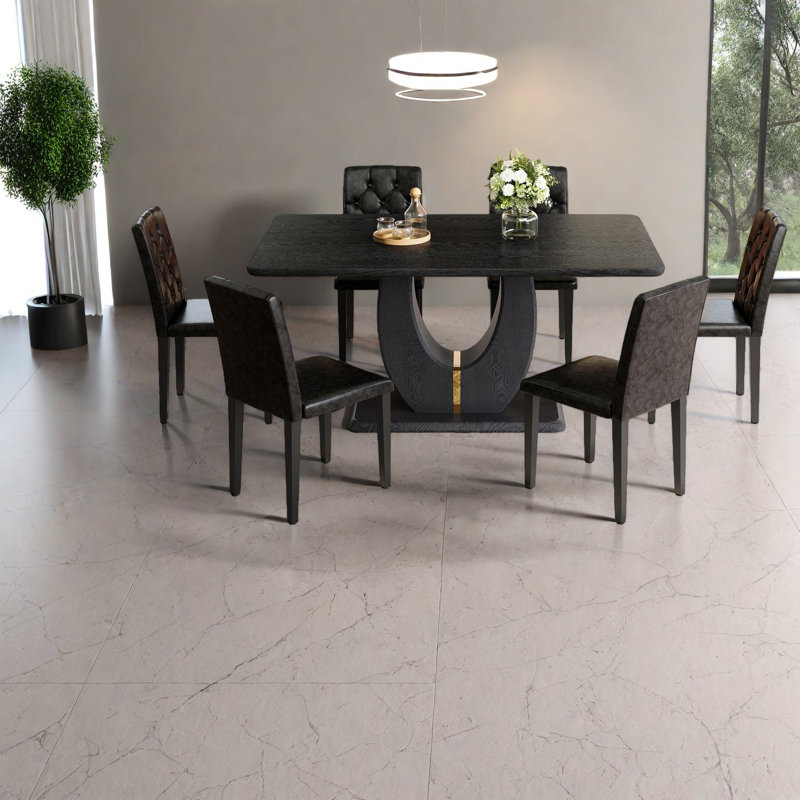 Ensembles de table à manger en bois noir moderne, panneau de fibres à densité moyenne durable pour la cuisine et la salle à manger