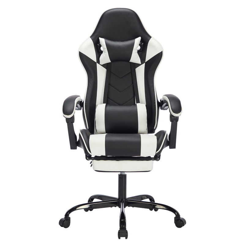 Fauteuil de compétition électrique ergonomique à haute charge avec coussin de massage et repose-pieds rétractable, Blanc