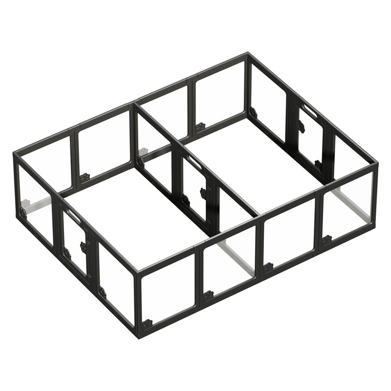 Enclos de jeu modulaire en acrylique transparent pour petit chien avec 3 portes, clôture transparente pour petits chiens, chats, lapins, facile à assembler et à démonter, noir (H 24 po, 17 pièces)