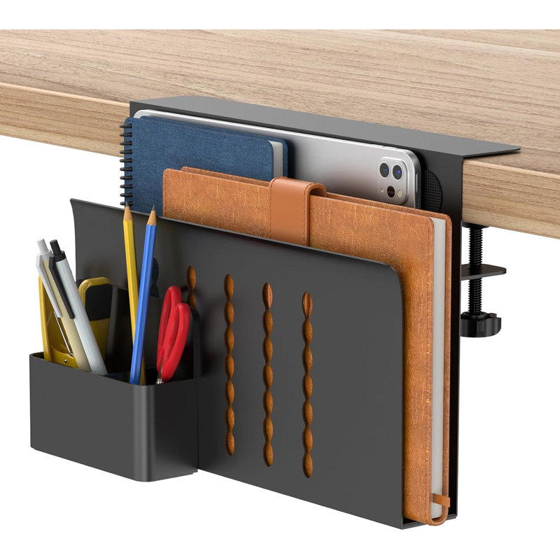 Rangement latéral pour bureau, organisateur de bureau suspendu en acier à une couche avec porte-stylo magnétique