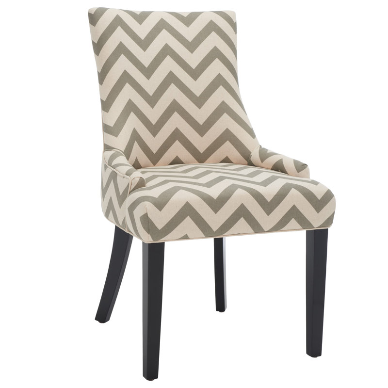 Agampreet 19.5'' H Linen Upholstered Side Chair, Gray/White Chevron Linen