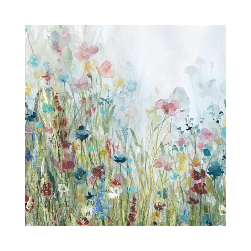 «Wildflower Meadow» par Carol Robinson - reproduction imprimée, Toile tendue, Pas de tapis, H 12 po x l 12 po x P 0,75 po
