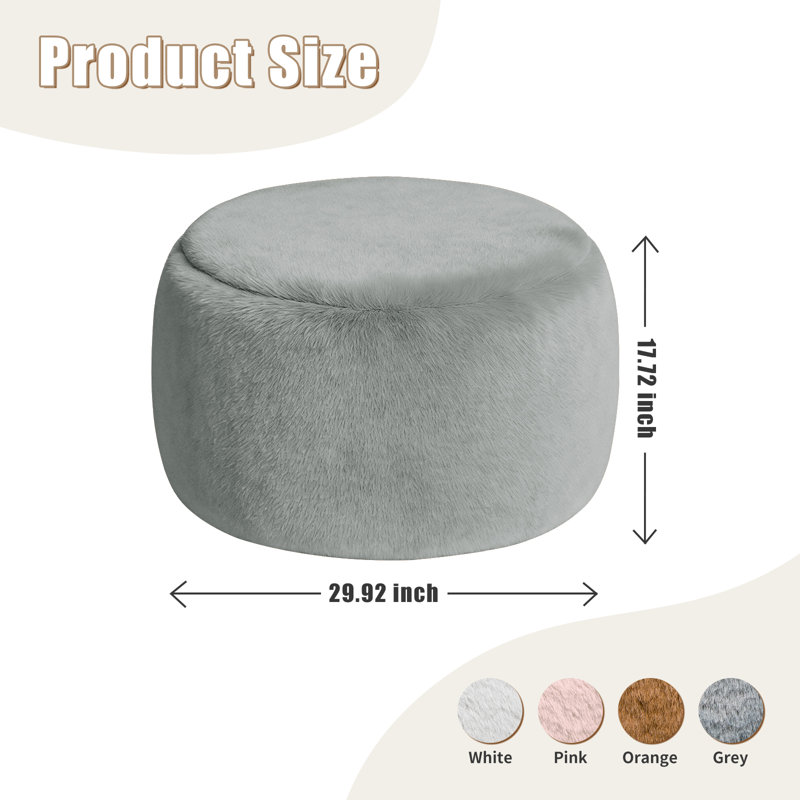 Repose-pieds 29 po en fausse fourrure, Gray