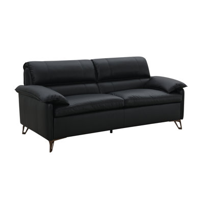 Causeuse moderne Eilene, cuir fleur noir