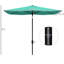 Parasol de patio 6,5 pi x 10 pi, revêtement de protection, manivelle et inclinaison flexible, parasol rectangulaire sarcelle de 10 pi, protégé, facile à manipuler