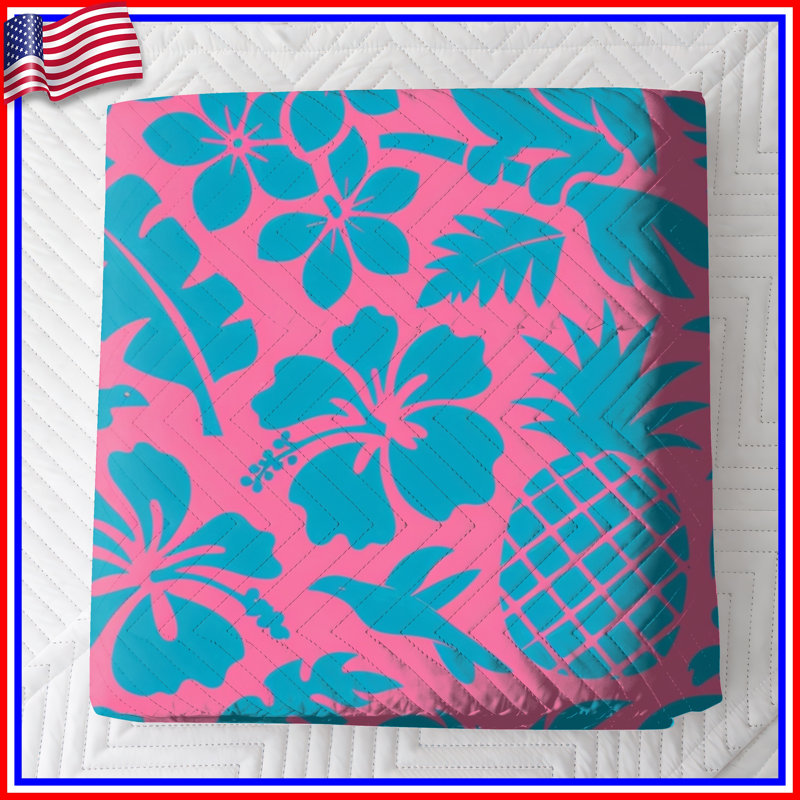 Couvre-lit matelassé tropical à motif hawaïen toutes tailles, Queen