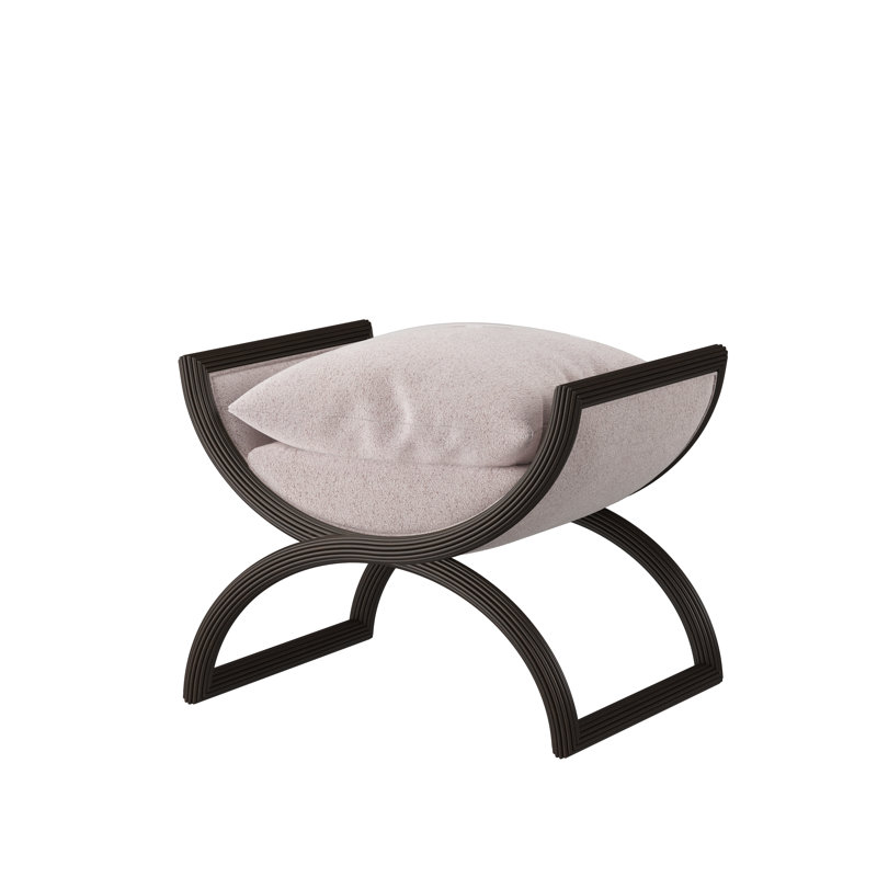 Fillmore Solid Wood Accent Stool, Espresso, Oyster Shell (Performance fabric) 1359-93