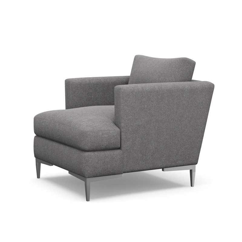 Aiden Accent Chair, Polished Stainless, Cottontail Natural 