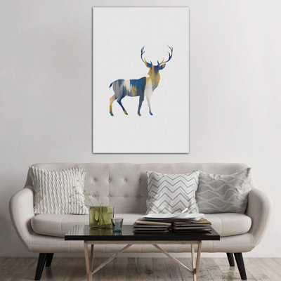 Cerf bleu et jaune - impression d'art graphique