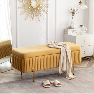Miajah Velvet Upholstered Flip Top Storage Bench