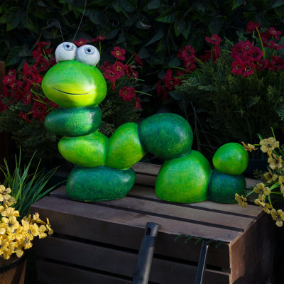 16"H Caterpillar Solar Statue with Light-Up Eyes
