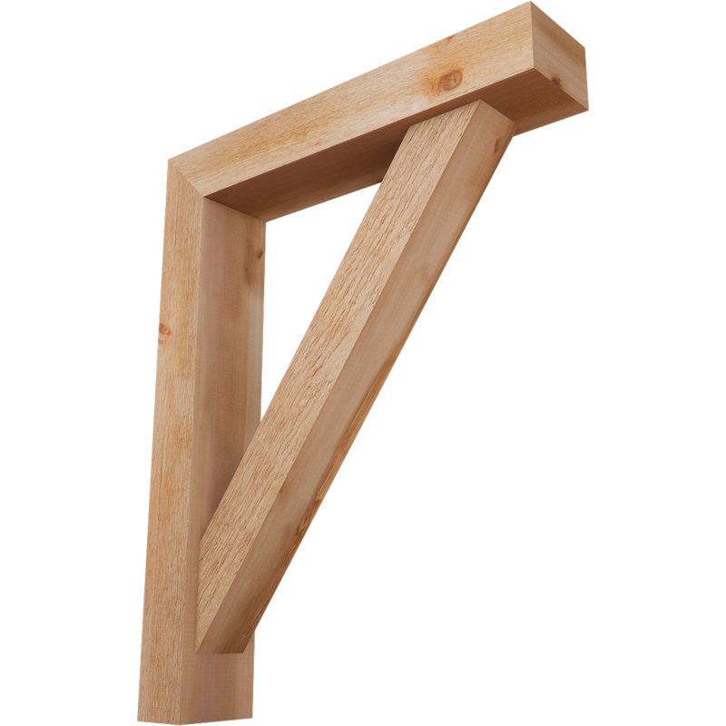 Traditional Block Bracket w/ Offset Brace, 38 x 30, 6"W Western Red Cedar (Rough Sawn)