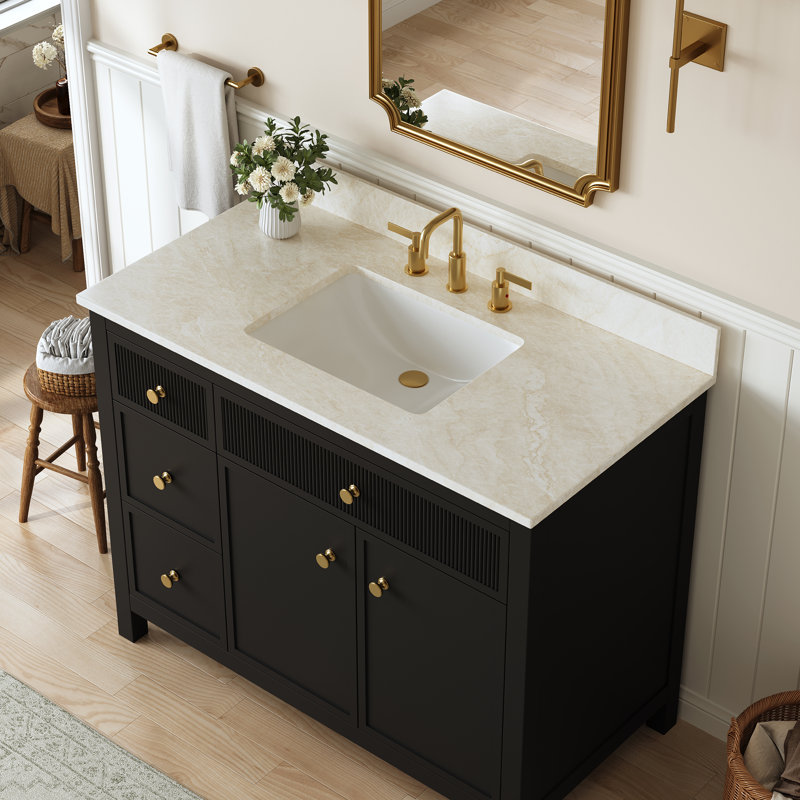 Plateau de meuble-lavabo 60 ", Crème, 8 po
