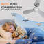 Ventilateur de plafond encastré moderne 24,4 "avec lumière DEL à intensité variable pour chambre à coucher, salon - blanc