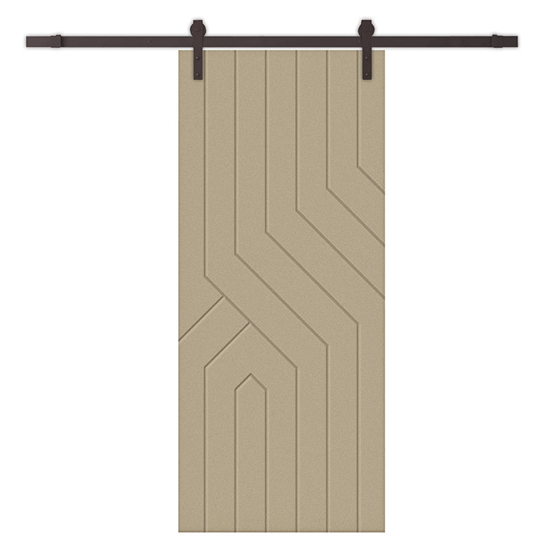 Porte de grange à panneaux en métal avec trousse de quincaillerie d'installation, Blanc, 36 po x 96 po, Bronze huilé