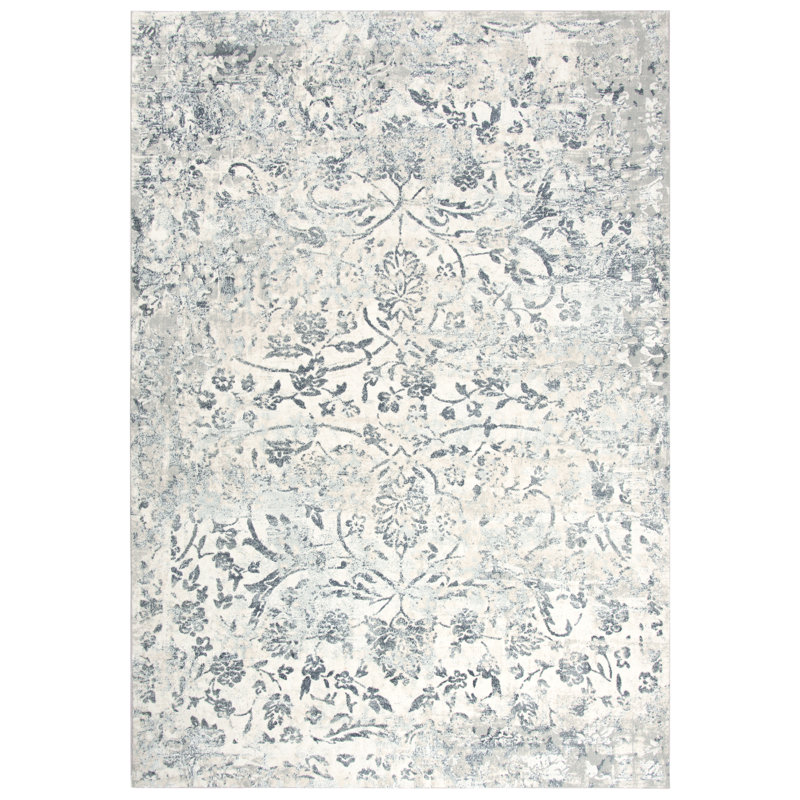 Tapis crème à motif floral Carey, Rectangle 5 pi 3 po x 7 pi 6 po