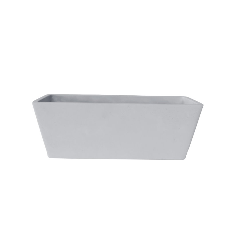 Bini Window Box, Contemporary Concrete Effect Plant Pot, Outdoor Windowsill Planter with Drainage Plug, White