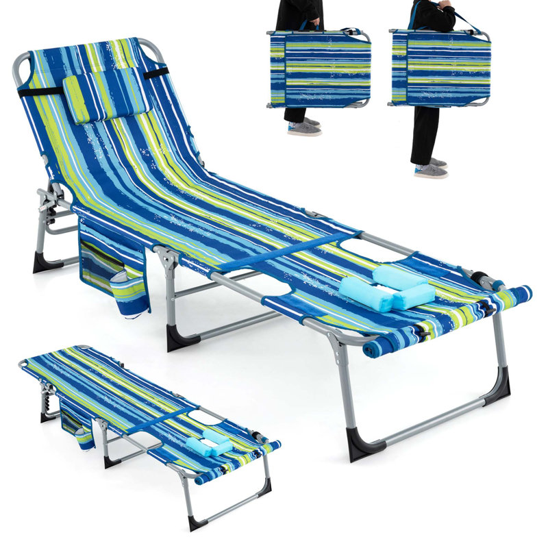 Méridienne d'extérieur à 2 positions pliante 2 pièces avec repose-pieds réglable 2 pièces, Bleu