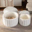 Table de rangement ronde en blanc crème, couvercle, emboîtable pour la chambre à coucher et les bureaux - look moderne, construction, aucun assemblage requis