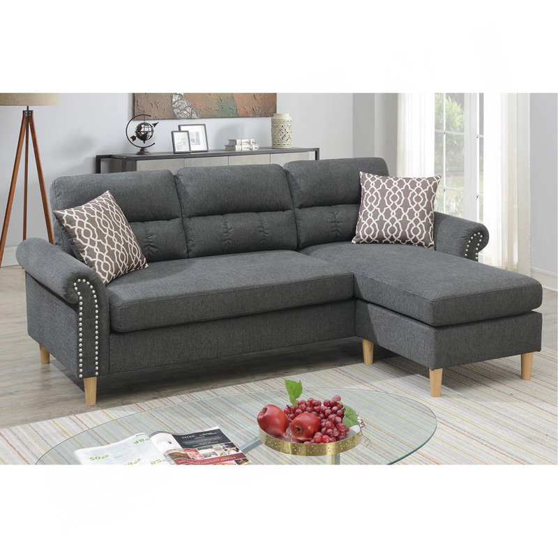 Ensemble de canapé modulaire réversible Polyfiber, Mélange de gris