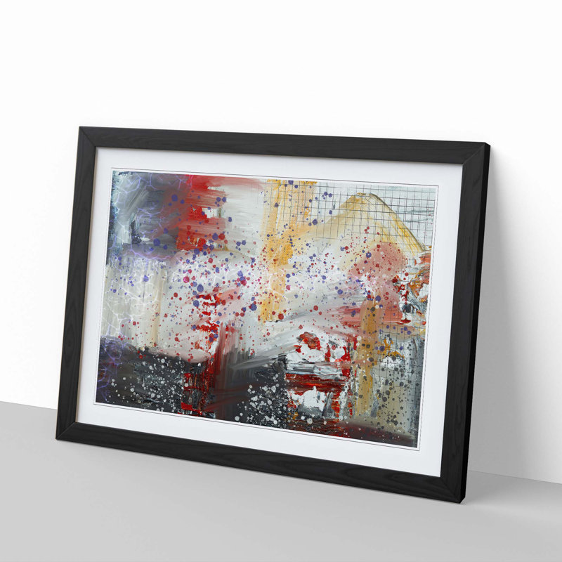 Abstract Art Painting Vol.91 by S.Johnson - Picture Frame Painting Print, 36cm H x 48cm W x 2cm D, Black Framed