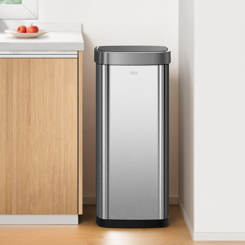 Poubelle à capteur de mouvement EKO Ecosmart, finition en acier inoxydable brossé 21,1 gallons / 80 L, poubelle résistante aux empreintes digitales pour une élimination sans effort des déchets