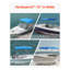 Toit bimini à 3 arcs pour bateau, auvent en polyester 600D avec structure en aluminium, auvent pare-soleil imperméable, L 6 pi x l (67 po à 72 po) x H 46 po, bleu pacifique