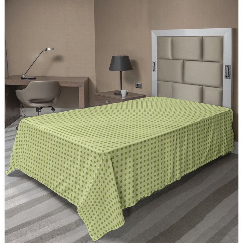 Drap plat moderne de style bohème Ambesonne, Drap plat pour lit simple TG, Vert lime / motif géométrique kaki pâle