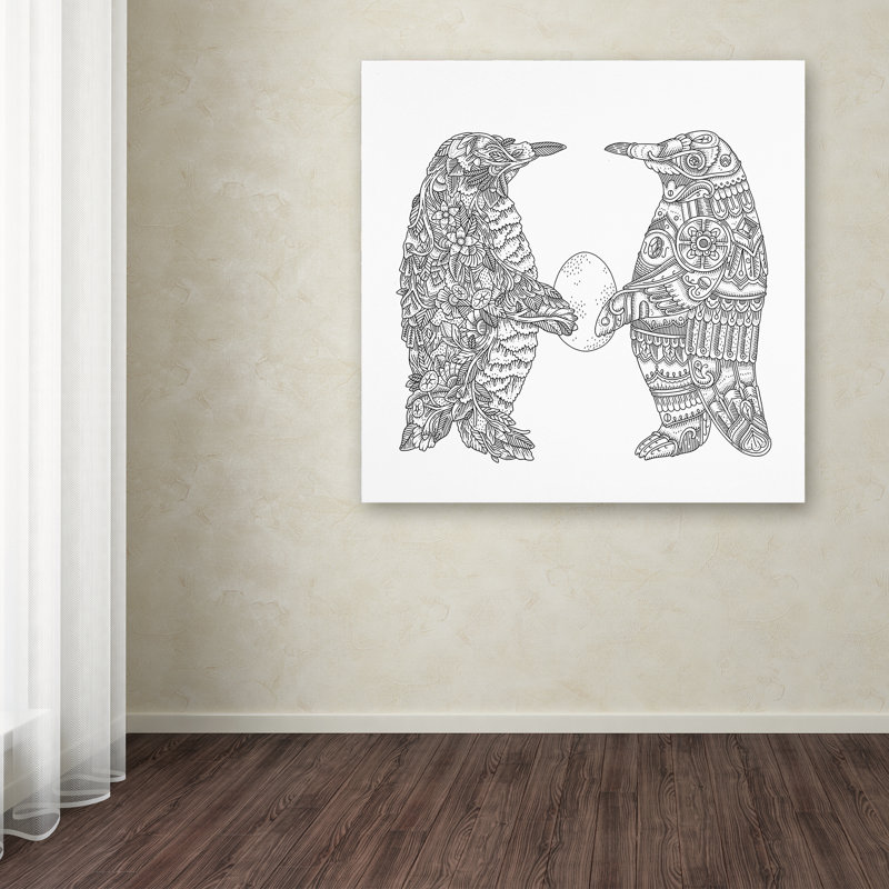 «Penguin Lovers» Chouquer, impression sur toile tendue, H 35 po x l 35 po x P 2 po